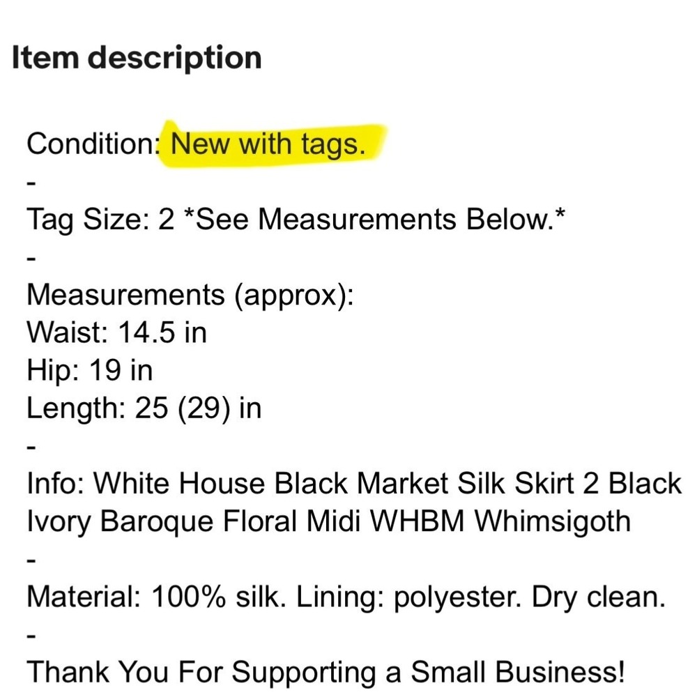 White House Black Market Silk Skirt 2 Black Ivory Baroque Floral WHBM Gothic - Picture 14 of 14